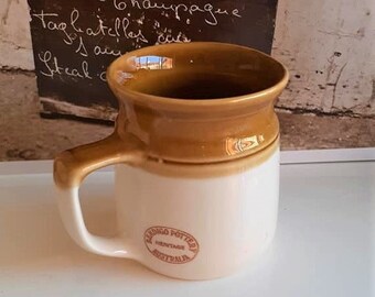 Vintage Bendigo Pottery Mug, Bendigo Pottery Heritage Australia, cream and light brown glaze