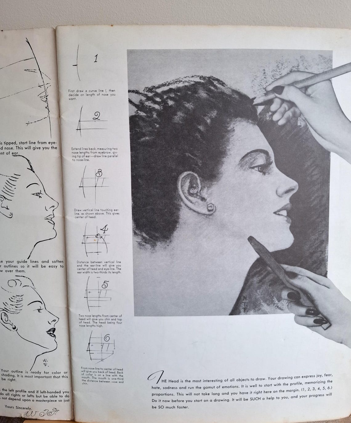 Vintage Art Book How to Draw the Head by Walter Foster Drawing ...
