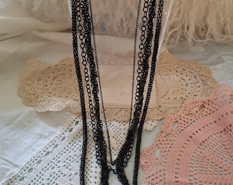 Collar vintage de malla negra de múltiples hebras de los años 90 / Cadena en capas Y2K Dark Glam Gothic Minimalista