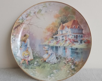 Vintage Franklin Mint Display Plate, 'Gathering Wildflowers' by Andres Orphinas