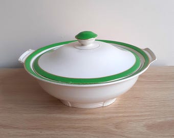 Zielona waza Alfreda Meakina w stylu art déco ze złoconymi detalami