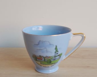 Vintage Adelaide Blue Souvenir Teacup, Light's Vision Adelaide, Westminster Australia Fine China 1950s