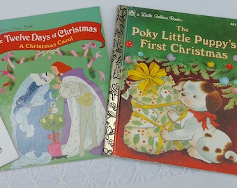 Vintage Little Golden Books: Christmas Carol & Poky Puppy