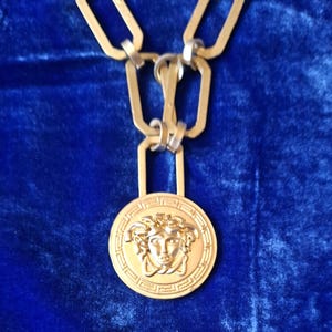 Vintage Medusa Statement Necklace | Greco Roman Revival | Maximalist Costume Jewellery | Chunky Link Pendant Necklace