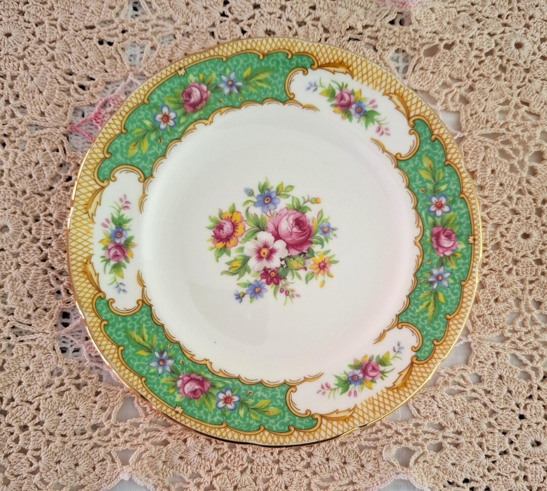 Vintage EB Foley Bone China Side Plate “tudor” | Green & Gold ...