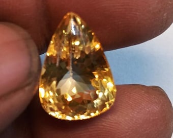 Natural faceted Pear Citrine Gemstone: Yellow Crystal for Jewelry making