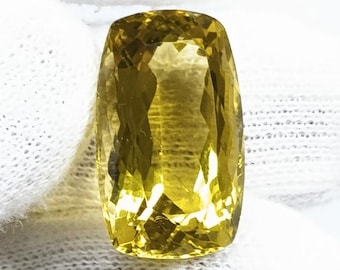faceted cushion lemon quartz natural light golden yellow loose quartz