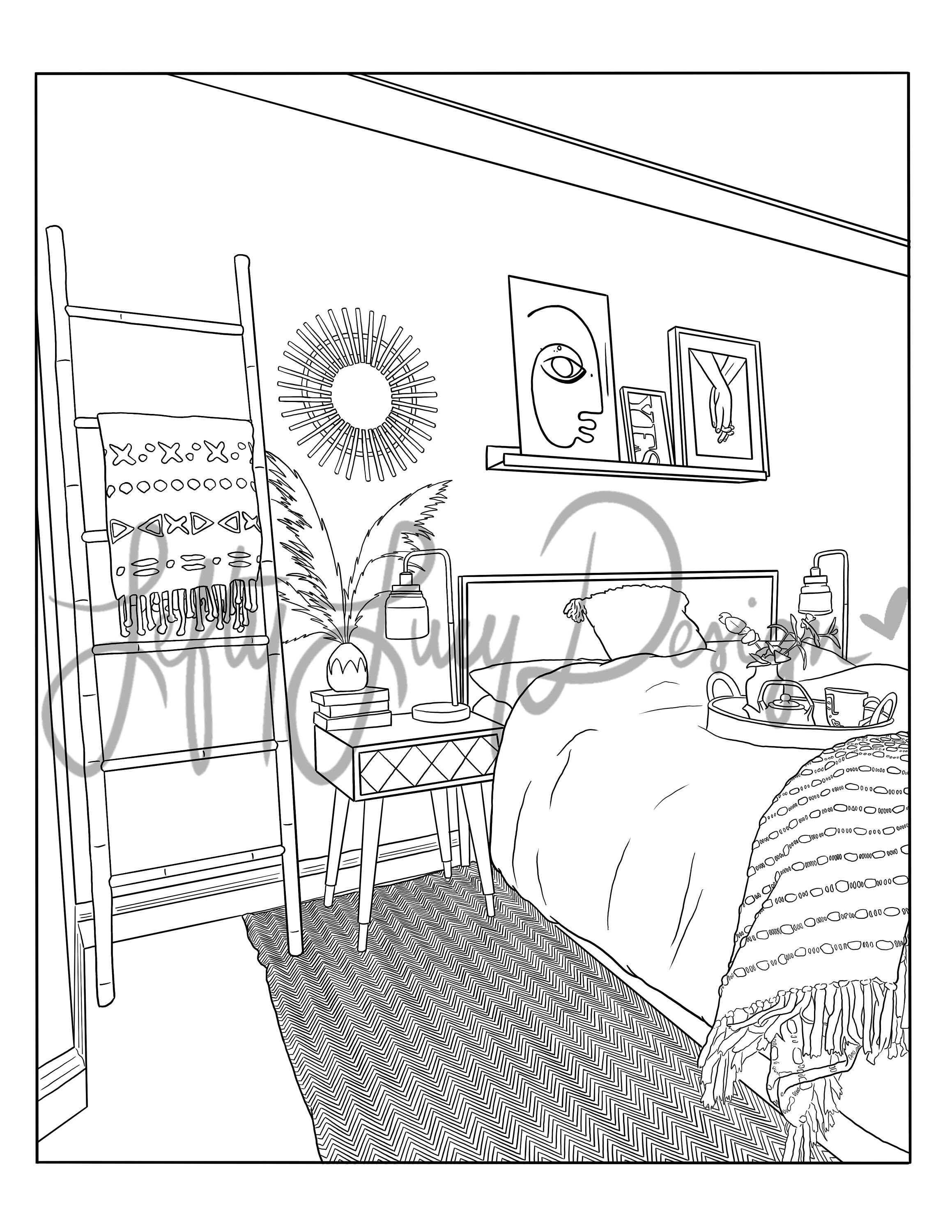 Interior Design Coloring Pages - Volume 5 - Etsy
