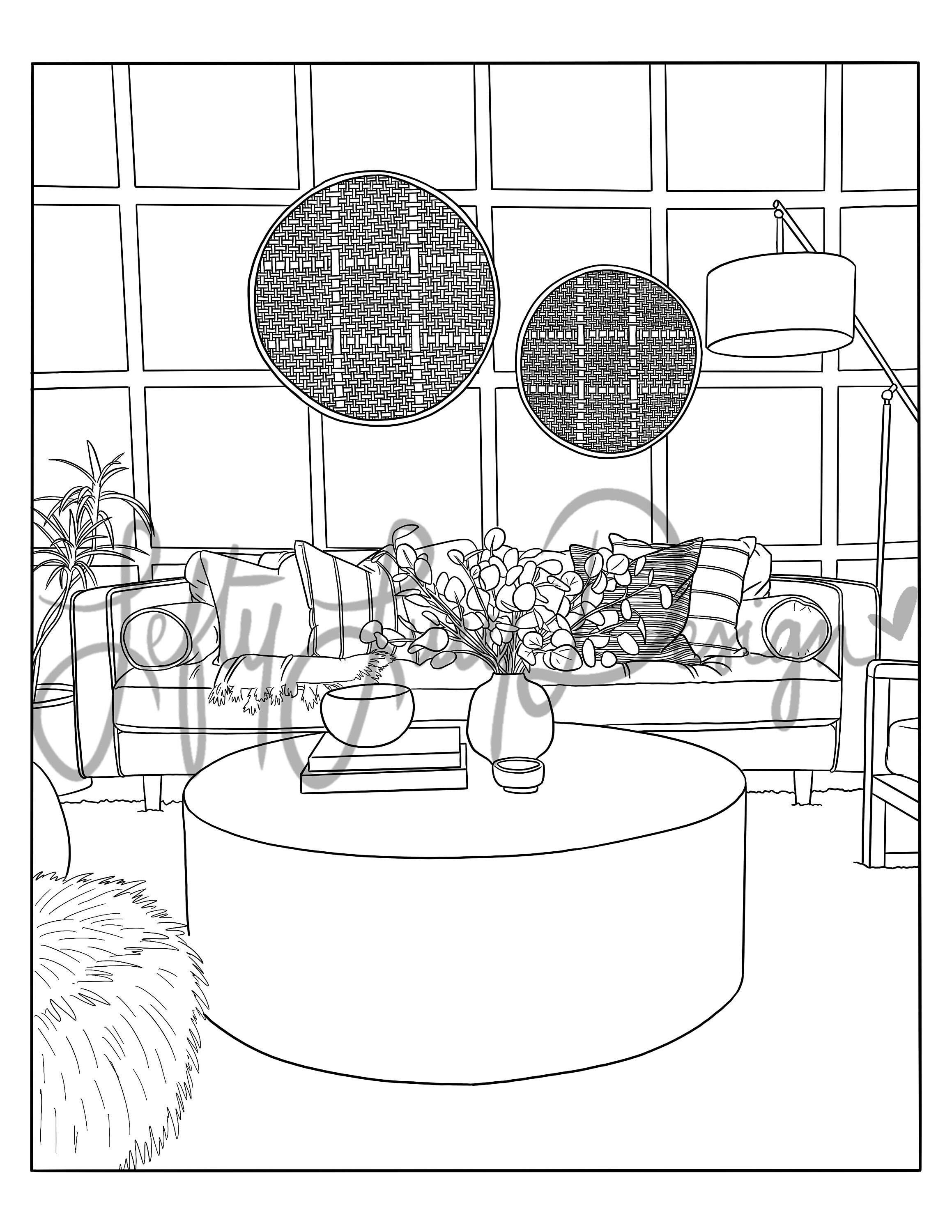 Interior Design Coloring Pages - Volume 4 - Etsy