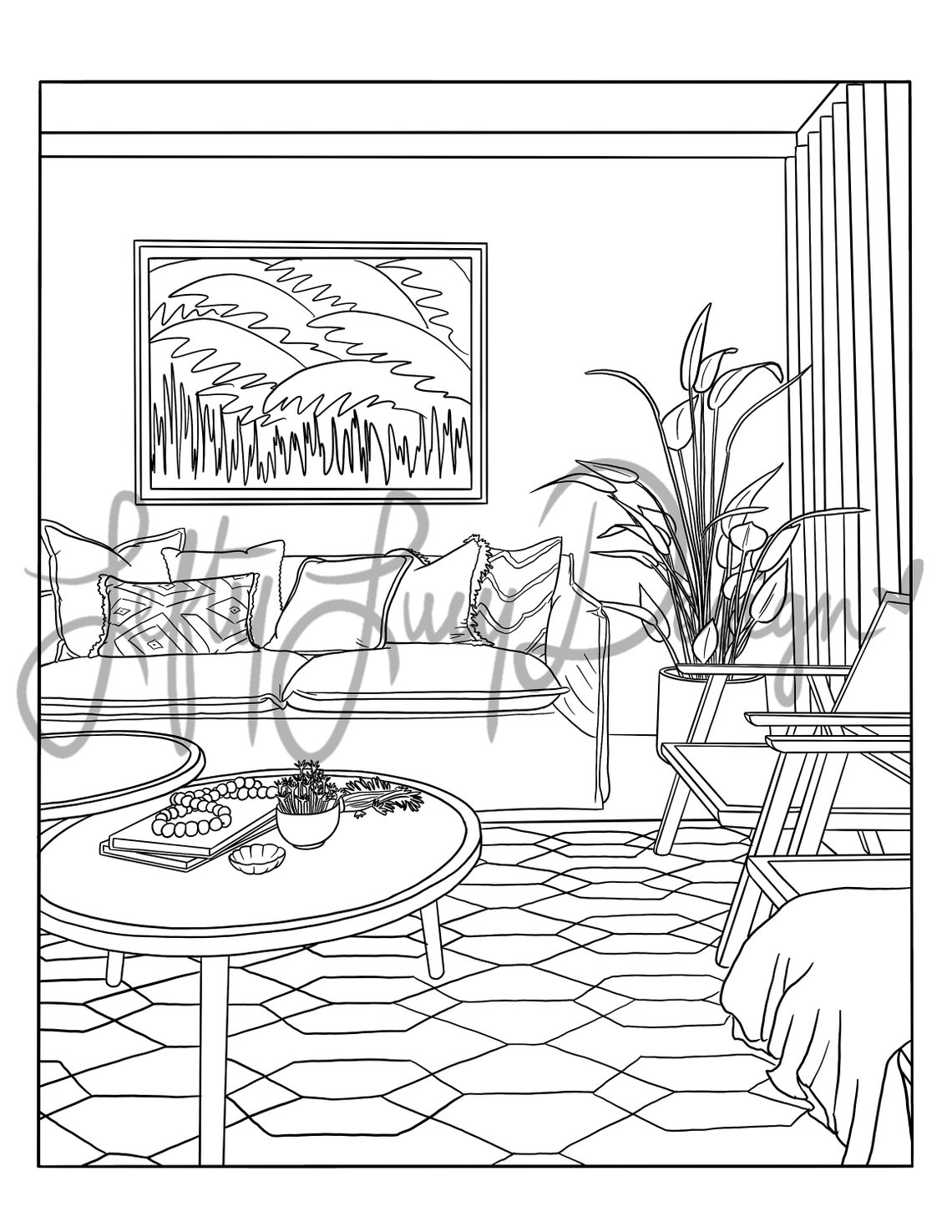 Interior Design Coloring Pages Volume 1 Etsy