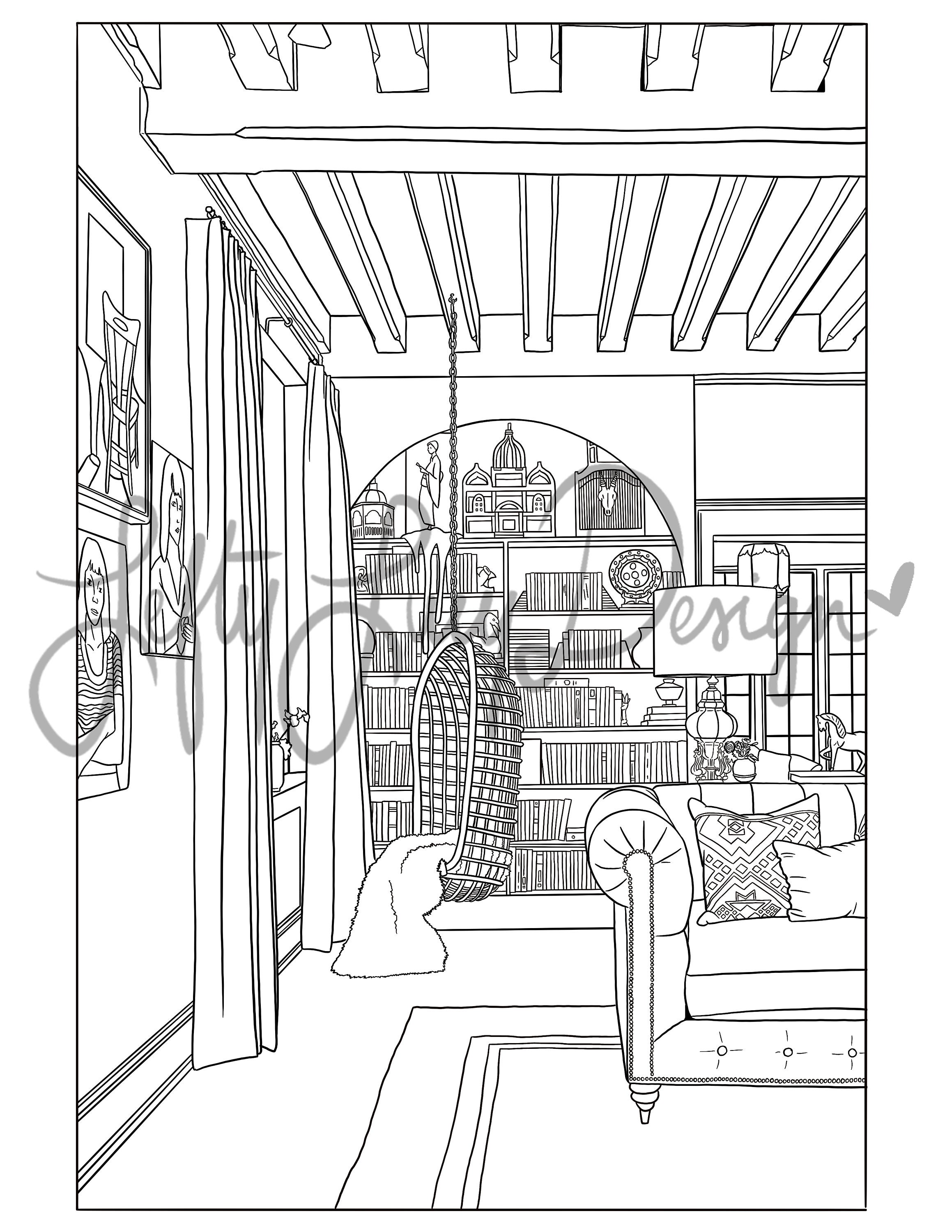 Interior Design Coloring Pages - Volume 3 - Etsy