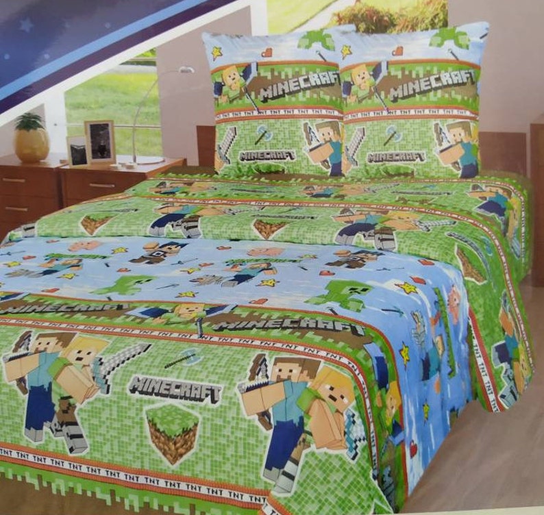 Minecraft Bedding Set Twin Duvet Cover Kids Etsy