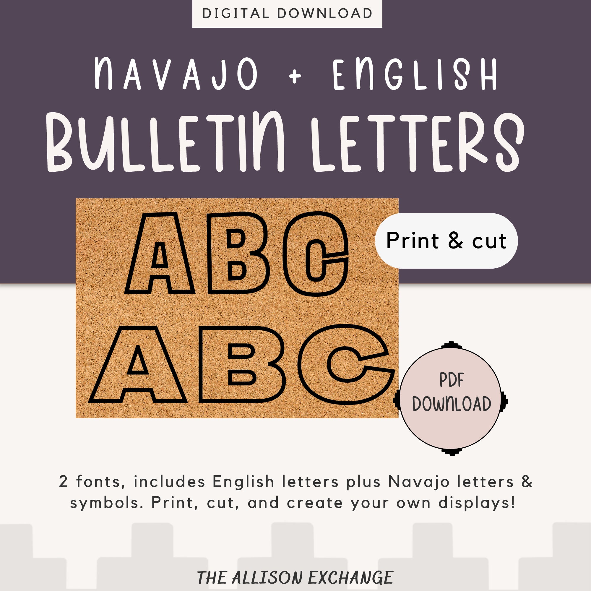 Navajo &amp; English A-Z Cutout Letters Printable - Etsy
