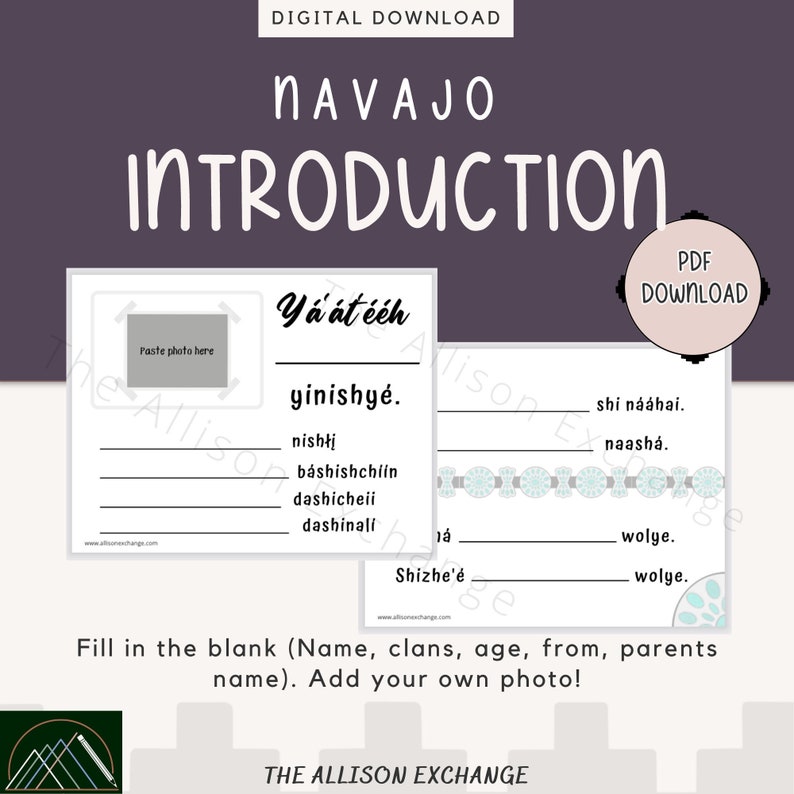 Navajo Diné Introduction Blank PDF Printable - Etsy