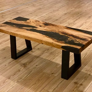 Oak coffee table / Anthracite black-grey resin