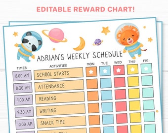 PSD Weekly Schedule, Printable PDF, Chore Chart