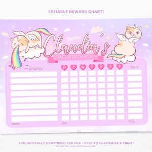 PSD Activity Chart, Printable PDF, Chore Chart