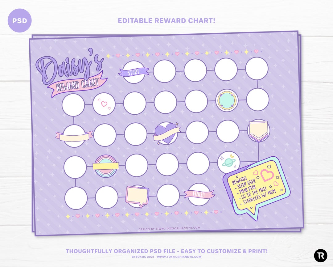 PSD Reward Chart, Printable PDF, Chore Chart - Etsy