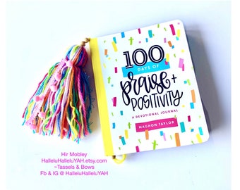 100 Days Devotional Tassel Praise & Possitivity Bookmark Bible Journaling, Rainbow Mixed Media Junk Journal Book Lover Oversize Huge Large