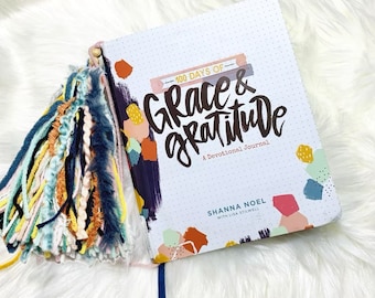 100 Days Devotional Tassel Grace & Gratitude Bookmark Bible Journaling, Rainbow Mixed Media Junk Journal Book Lover Oversize Huge Large Big