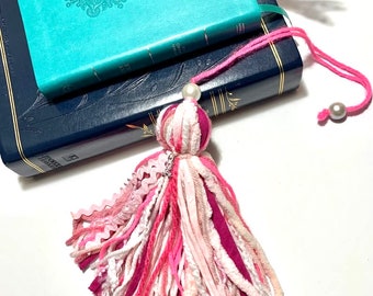 Pink October Breast Cancer Bookmark Tassel Bible Journaling, Mix Media Junk Journal Planner Book, Oversize Huge Large Big Illustrated Faith
