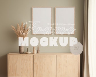 DIN A Vertical Wood Frame Mockup for Photoshop | PSD Template for Digital Art Work | Interior mockup | A4 | Wall Frame Mockup