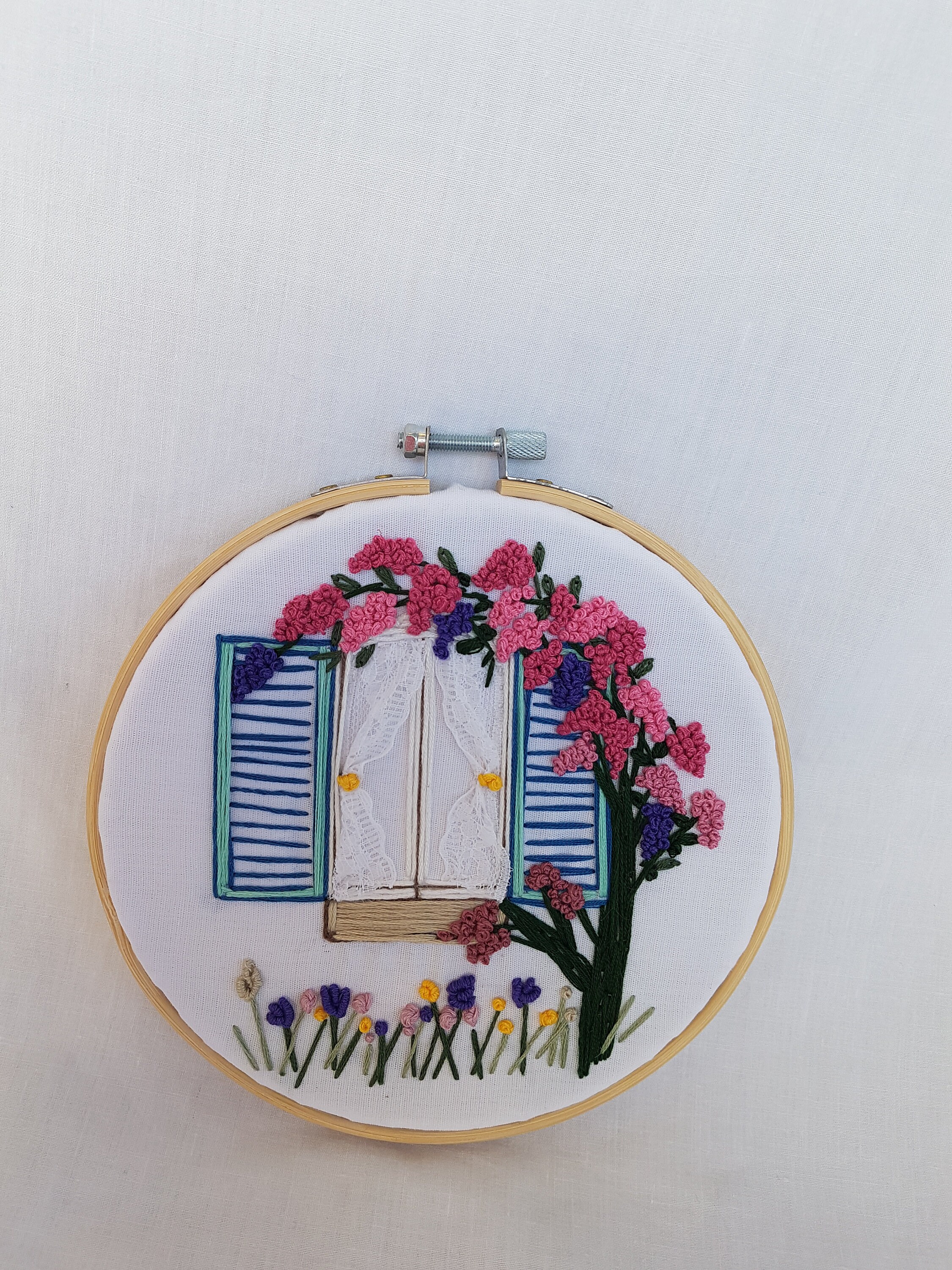 Hand embroidery flowered window Etsy