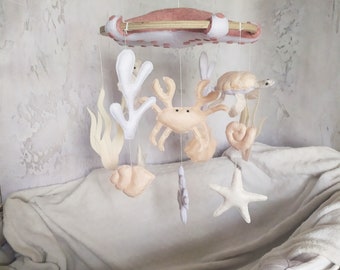 Nursery baby mobile,ocean sea baby crib mobile,turtle starfish crab baby mobile,sea animals mobile,nautical baby mobile,baby girl boy mobile