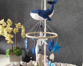 BIG Ocean sea felt baby mobile, nautical baby mobile, whale baby mobile,octopus mobile,turtle mobile,coral mobile,sea creatures baby mobile