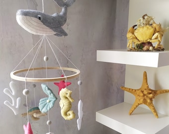 Baby mobile whale octopus mobile nautical baby mobile nursery mobile baby crib mobile hanging mobile baby shower gift new mom gift