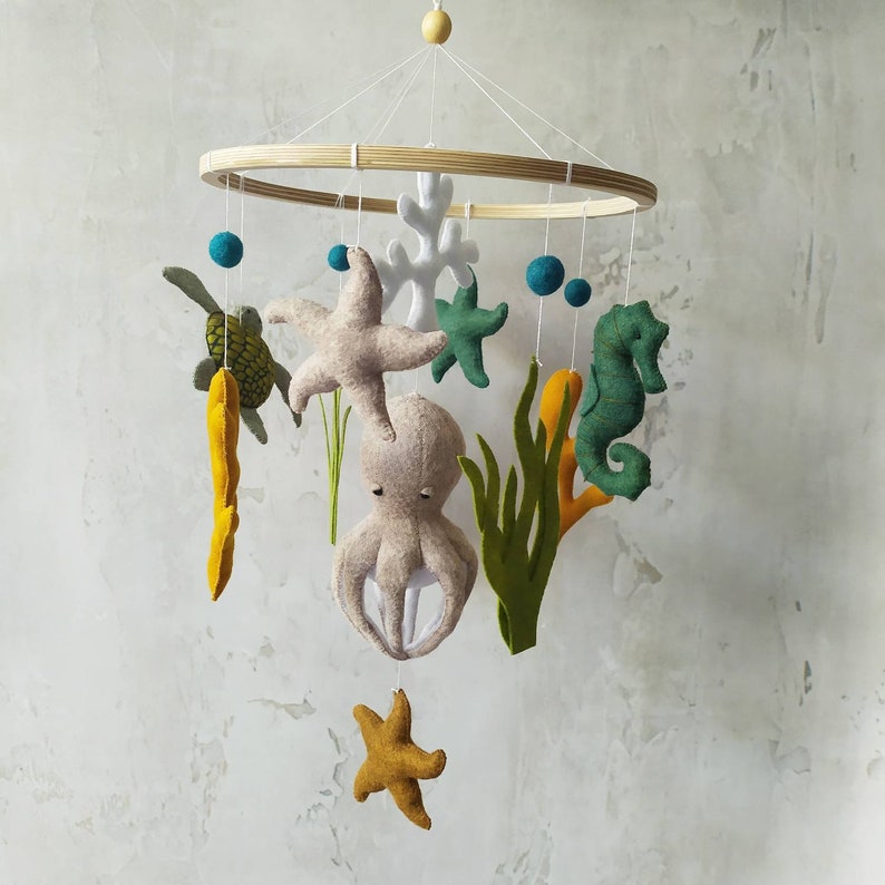 Ocean Sea Baby Felt Mobile Nautical Baby Mobileoctopus Etsy Australia
