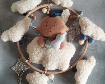 felt baby crib mobile Baby boy mobile Nursery baby mobile custom baby mobile with newborn cloud hanging baby neutral mobile baby boy nursery