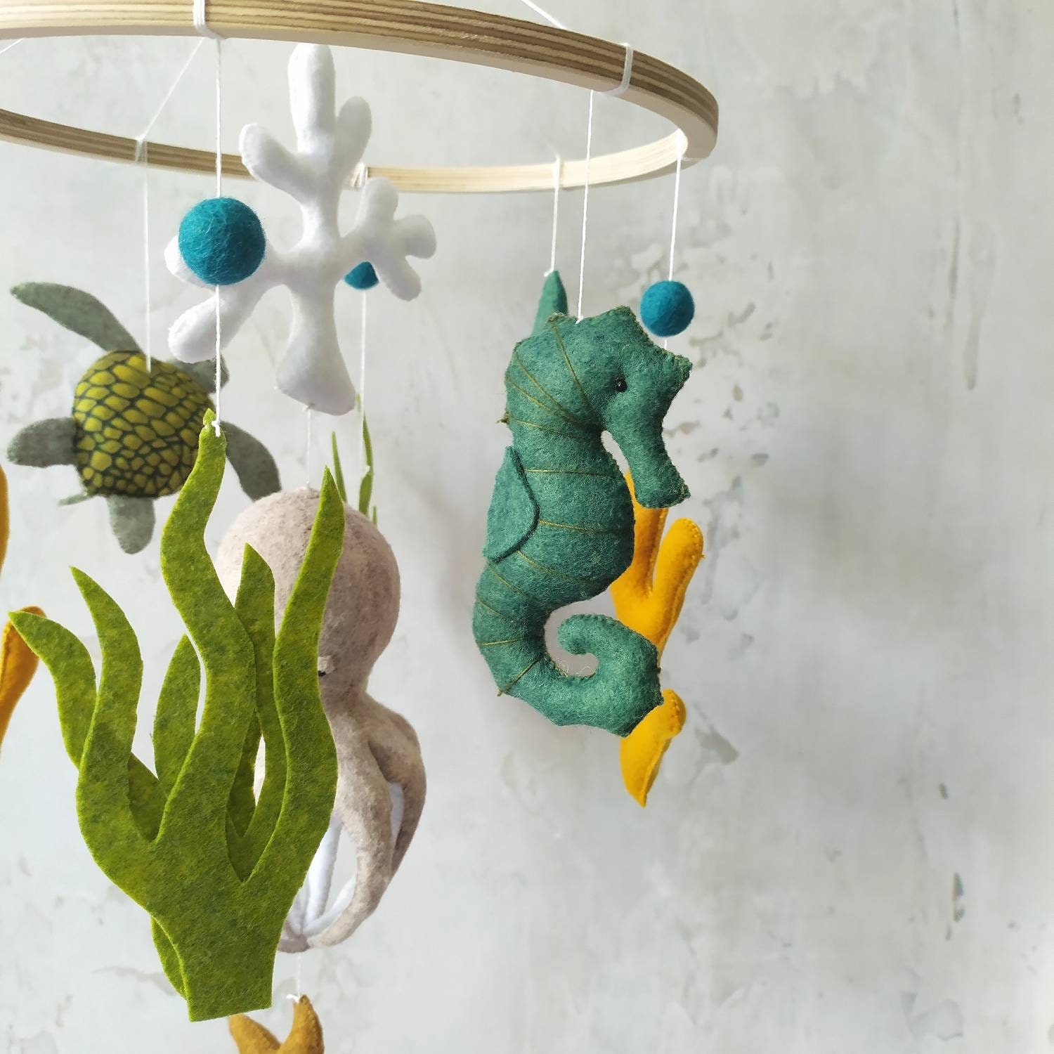 Baby Crib Mobile With Octopus Startfish Turtle Coral,nautical Nursery