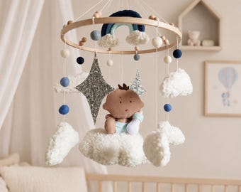 Baby boy mobile Nursery baby mobile felt baby crib mobile custom baby mobile with newborn cloud hanging baby neutral mobile baby boy nursery
