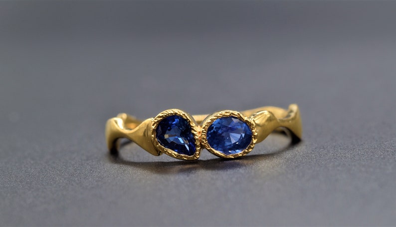 Solid 14K Gold Natural Blue Sapphire Ring Gift For Women Cocktail Ring Designer Ring December Birthstone