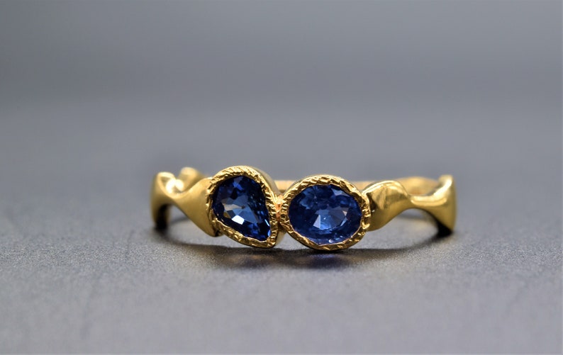 Solid 14K Gold Natural Blue Sapphire Ring Gift For Women Cocktail Ring Designer Ring December Birthstone