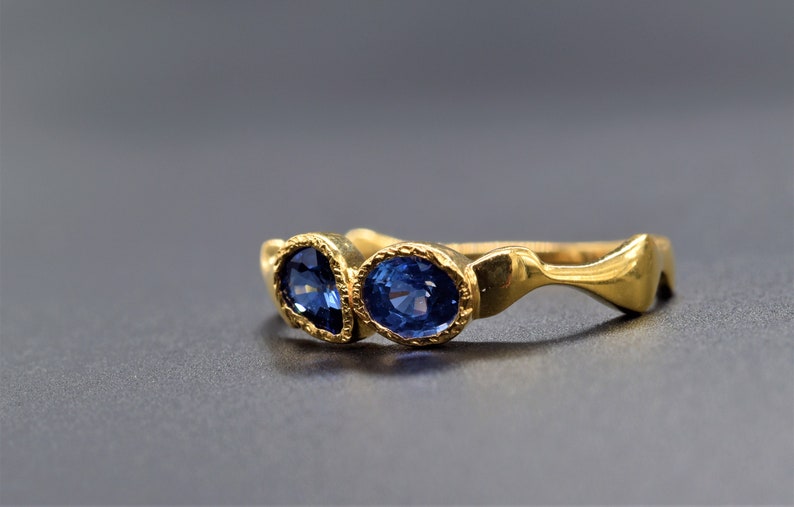 Solid 14K Gold Natural Blue Sapphire Ring Gift For Women Cocktail Ring Designer Ring December Birthstone
