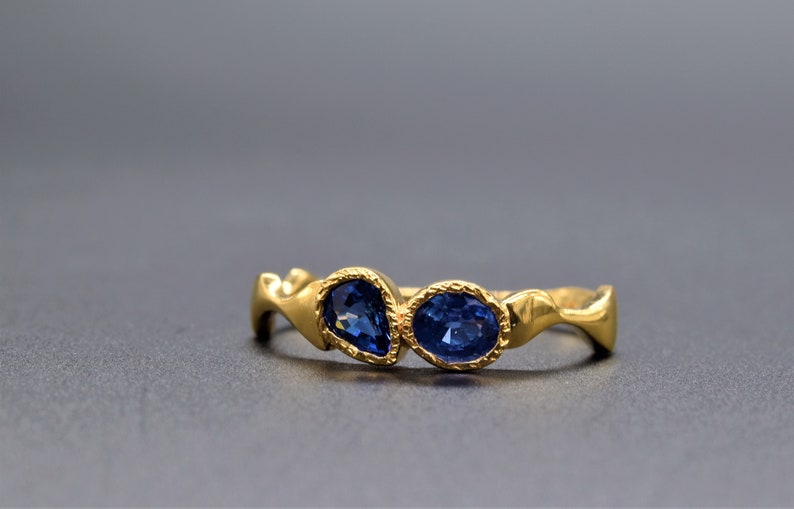 Solid 14K Gold Natural Blue Sapphire Ring Gift For Women Cocktail Ring Designer Ring December Birthstone