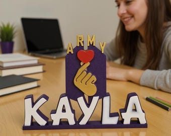 Personlig 3D-namnpresent till BTS-fans – K-popdekoration och unik present till ARMÉN