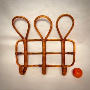 Vintage Coat Rack Bamboo Rattan Boho