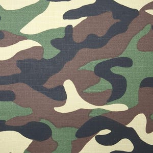 Cotton Ripstop Fabric Woodland Camouflage Pattern 58" wide By Yard Black Green Camo for DIY Sewing