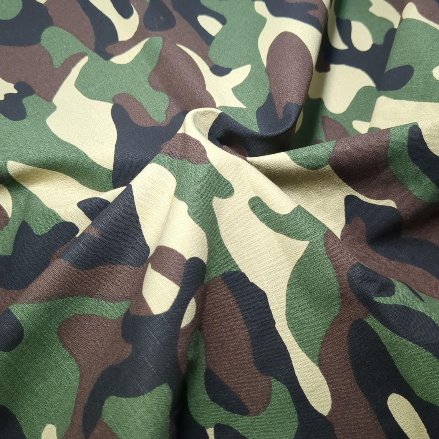 Cotton Ripstop Fabric Woodland Camouflage Pattern 58