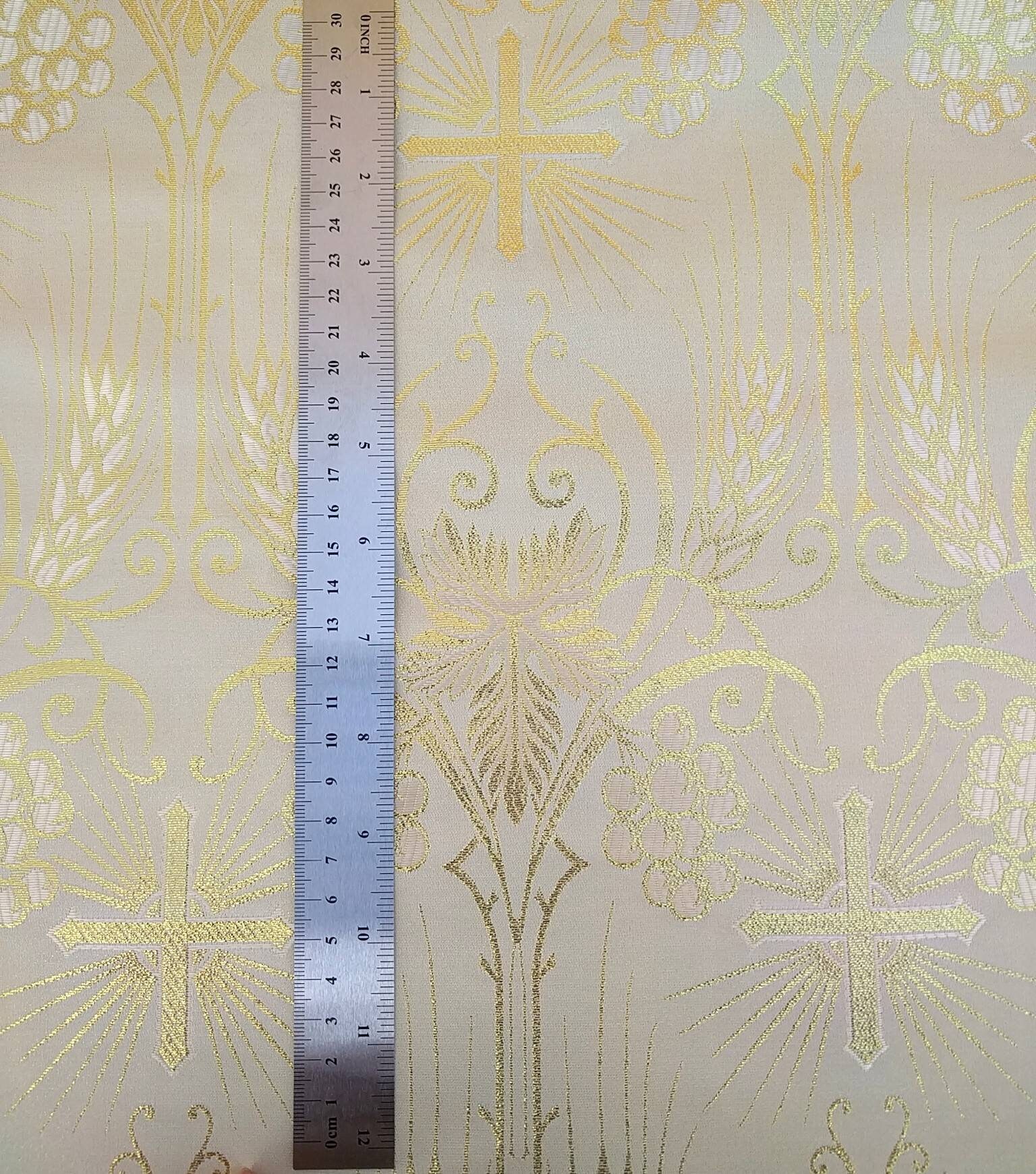 Gold and White Metallic Brocade Fabric by the Yard 57 - Etsy