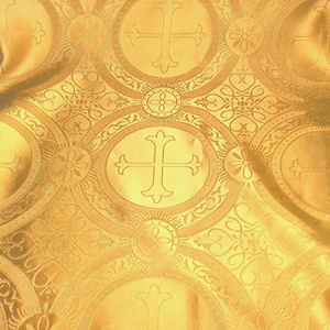 10 YARDS Gold Cross Liturgical Fabric Non Metallic Brocade Jacquard Fabric By Yard Sewing Vestments & Home Decor