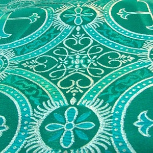 Metallic Brocade Fabric Green Gold by the Yard Liturgical - Etsy