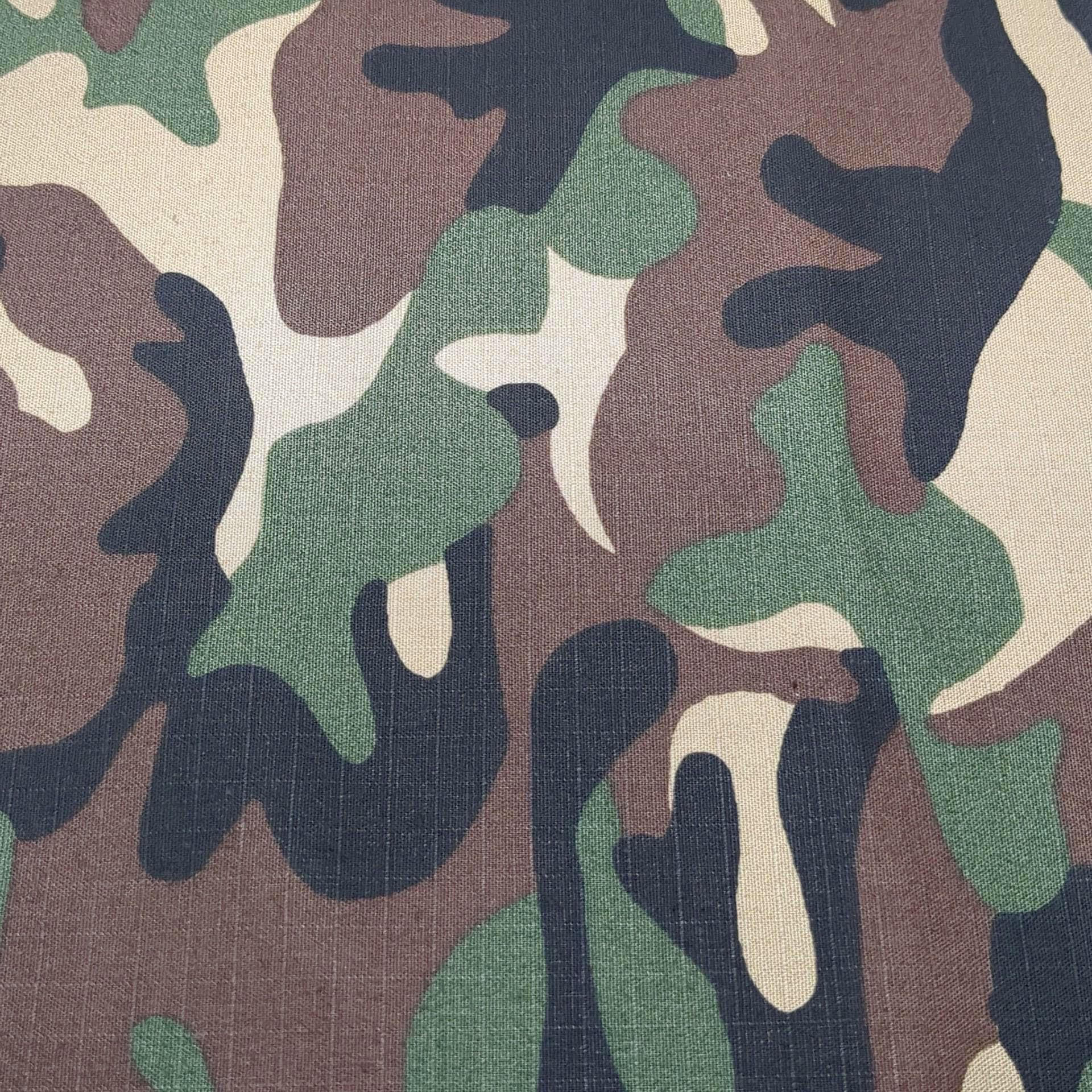Cotton Ripstop Fabric Woodland Camouflage Pattern 58