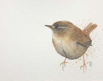 10x7 inch watercolour Wren