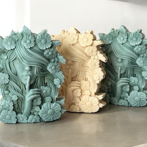 Sculpture candle Bulk, Woman with Flowers, House Warming Gift, Goddess Candle, Easter Gift, Handmade Gift, Colorful Candle, Floral Candle