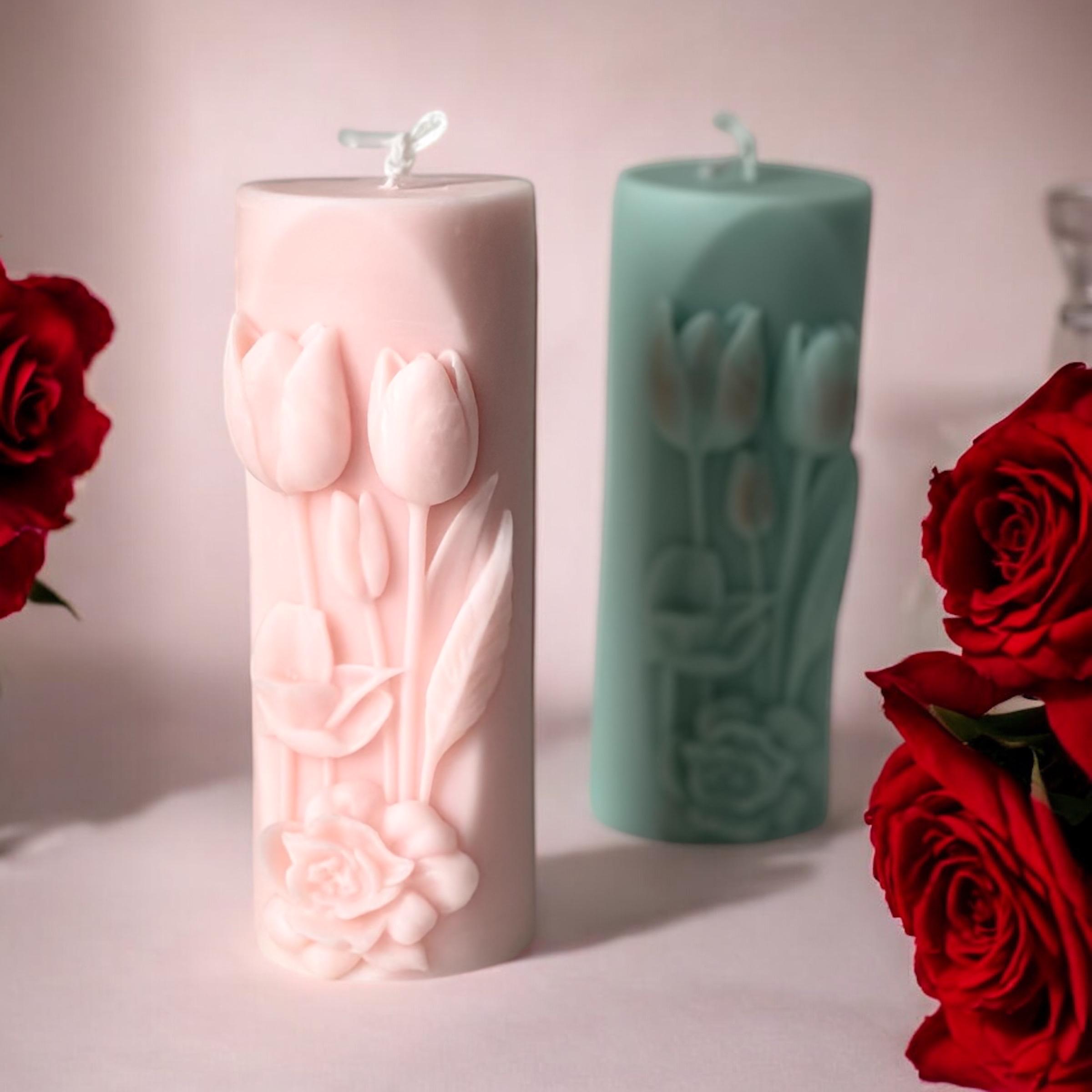 Handmade Tulip Soy Wax Pillar Candle: Floral Wedding Birthday Favors ...