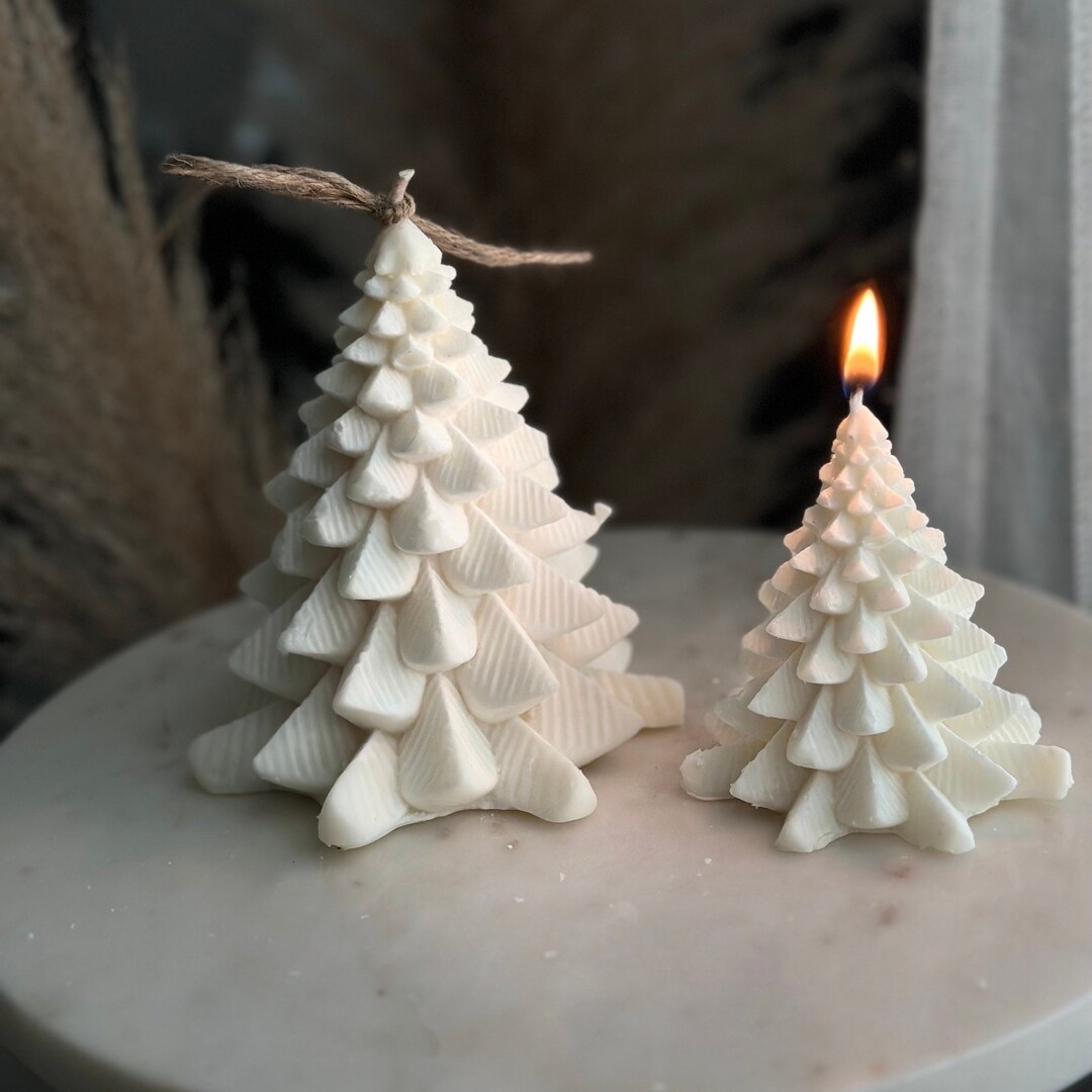 Large and Small Christmas Tree Candles, Set of 2, Soy Wax Candles